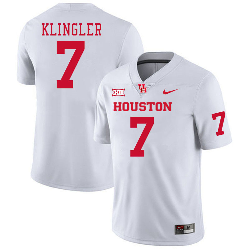 Houston Cougars #7 David Klingler College Football Jerseys Stitched Sale-White